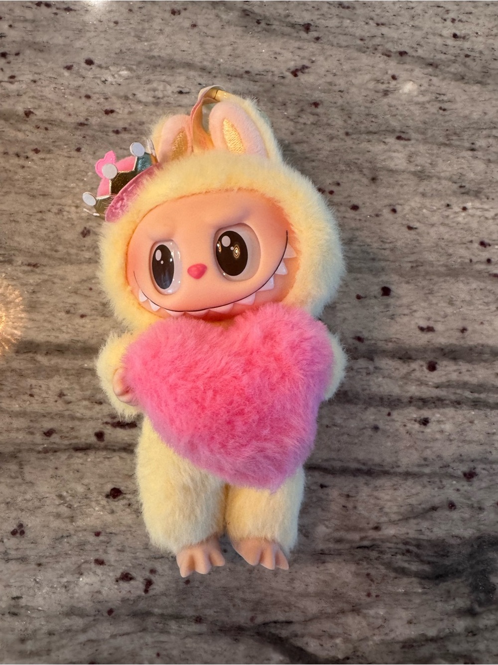 Plush Yellow Authentic Labubu with Pink Heart